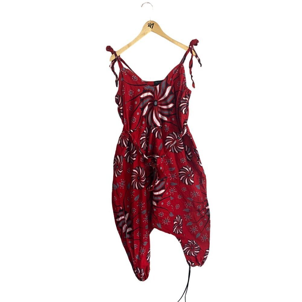 Ray Darten Women's Red African Printed Jumpsuit - Large